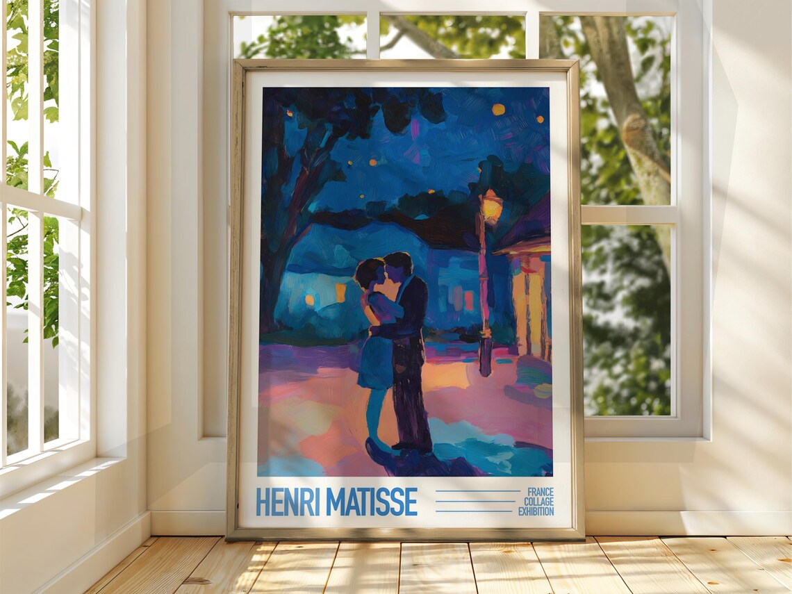 Henri Matisse Night Kiss Couple Street Lamp Romance Art Poster