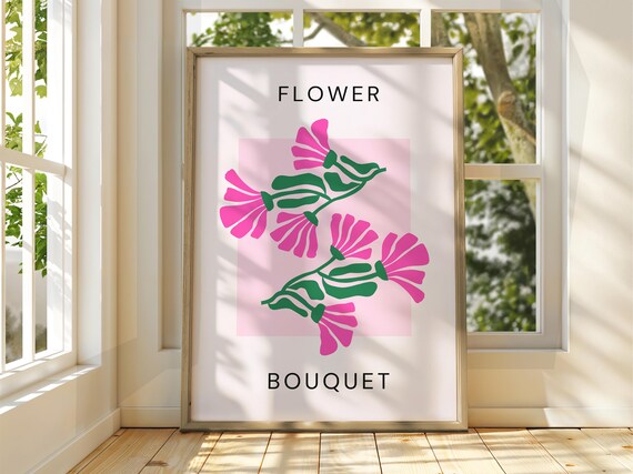 Flower Bouquet Poster Floral Pattern Gallery Print Market Wall Art Pastel Garden Flowers Abstract Botanic