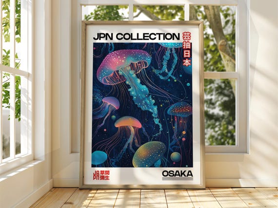 Jellyfish Dot Abstract Wave Art Print