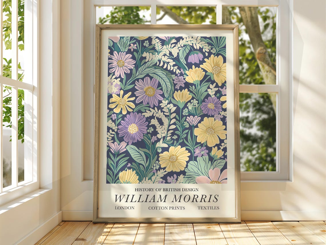 William Morris Daisy Floral Pattern Textile History Design Poster
