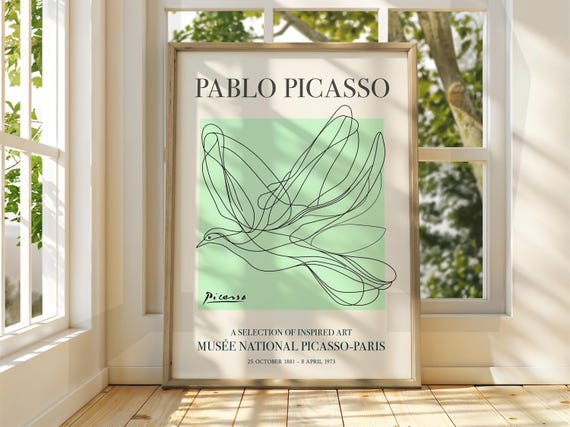 Pablo Picasso Art Exhibition Print Line Classic Poster Gallery Home Decor