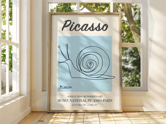 Pablo Picasso Art Exhibition Print Line Classic Poster Gallery Home Decor Snail