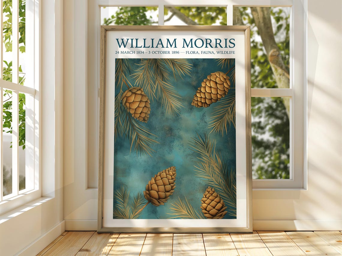 William Morris Pinecone Forest Botanical Exhibition Gallery Poster