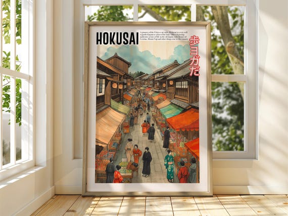 Vintage Japanese Art Ukiyoe Poster Katsushika Hokusai Print Japan Matsumoto Hoji