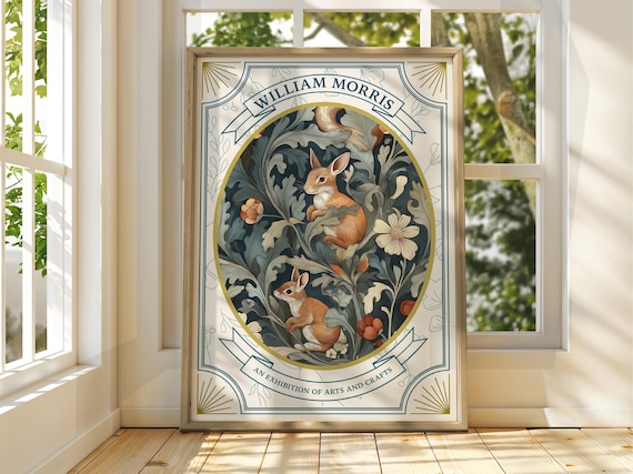 William Morris Style Rabbit Poster Exhibition Gallery Print Wall Art Floral