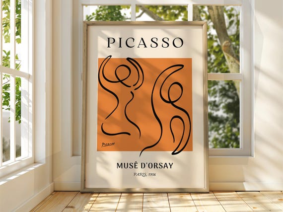 Pablo Picasso Art Exhibition Print Line Floral Poster Gallery Home Decor
