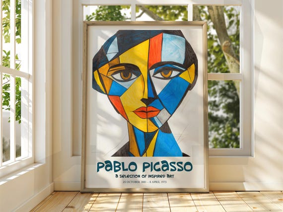 Pablo Picasso Art Exhibition Print Cubism Surrealism Poster Abstract Gallery Home Decor Face