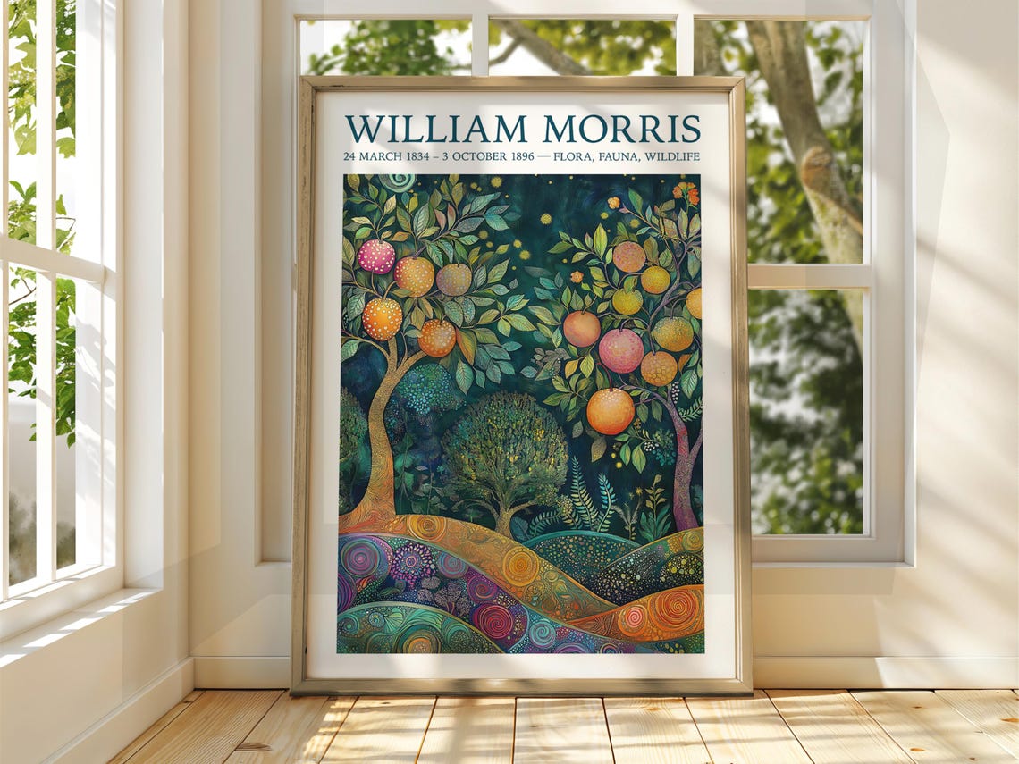 William Morris Fruit Trees Orchard Blossom Art Nouveau Style Poster