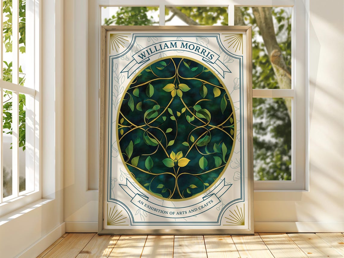 William Morris Green Leaves Botanical Exhibition Gallery Poster