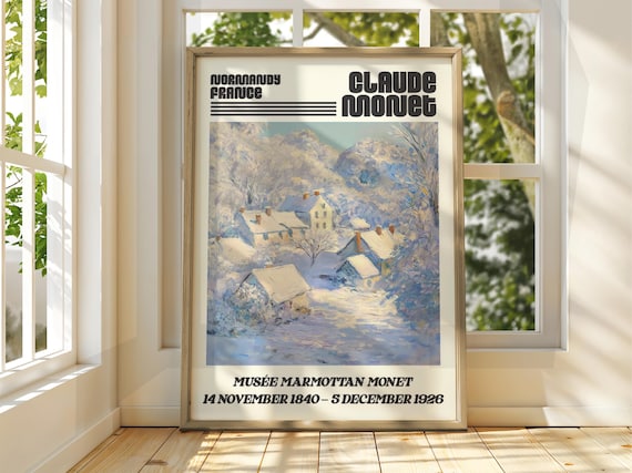 Claude Monet Snowy Normandy Village Winter Impressionist Exhibition Poster