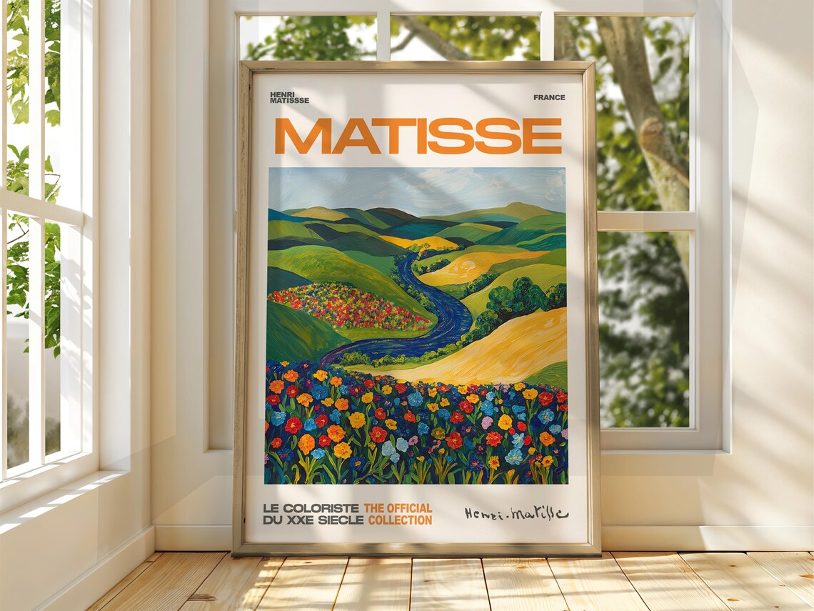 Henri Matisse Style Flower Meadow Valley River Exhibition Poster Art