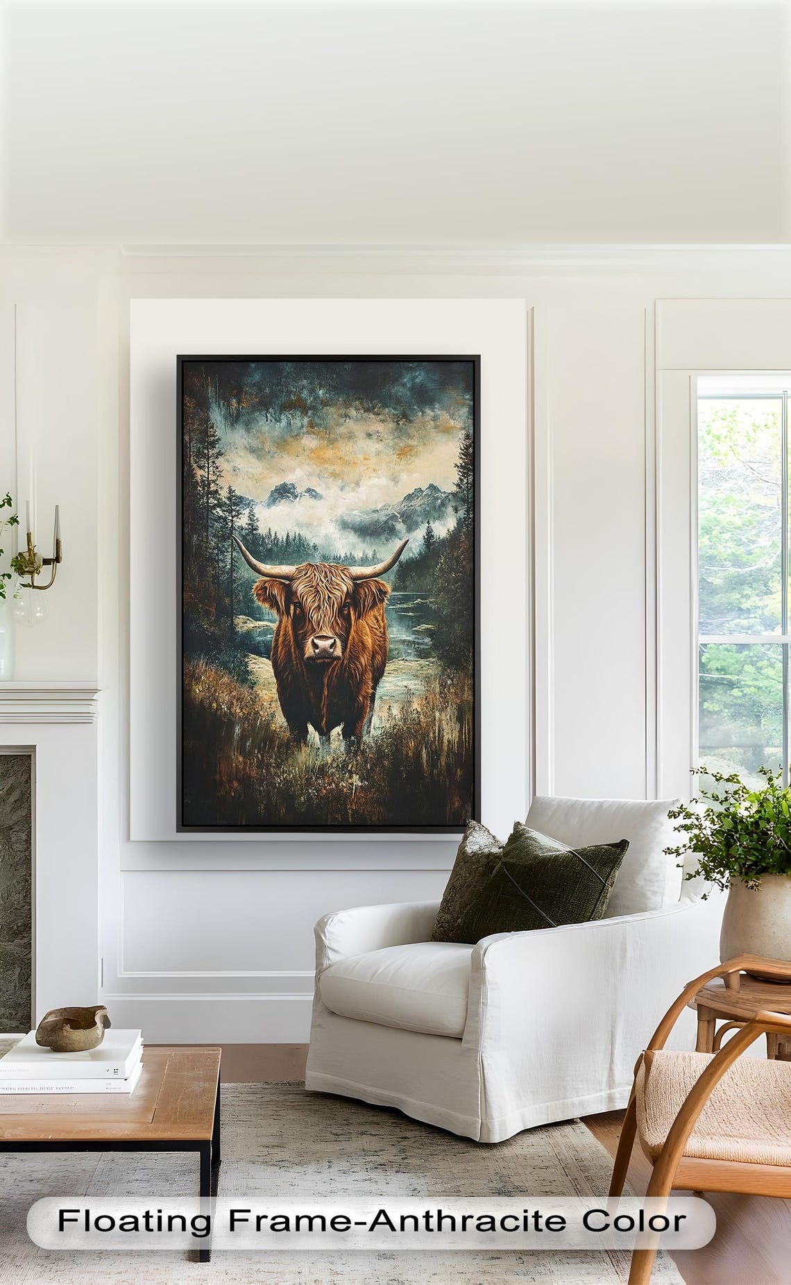 Highland Cow Rustic Animal Art Print, Western Decor