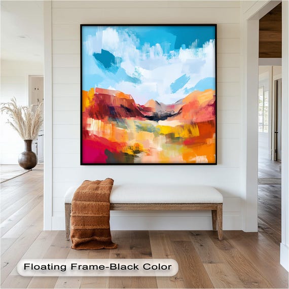 Colorful Abstract Desert Art Print, Canyon Landscape