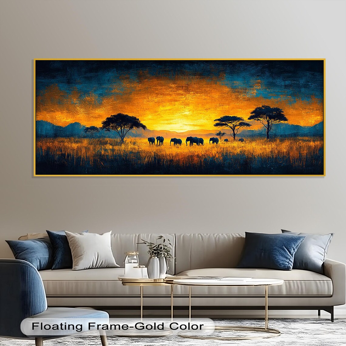 Panoramic Elephant Sunset Wall Art, African Safari - Image 4