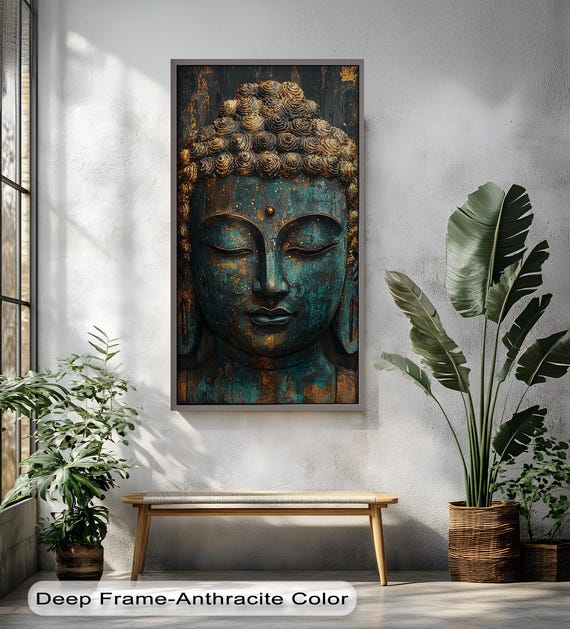Rustic Buddha Face, Zen Decor Wall Art Print