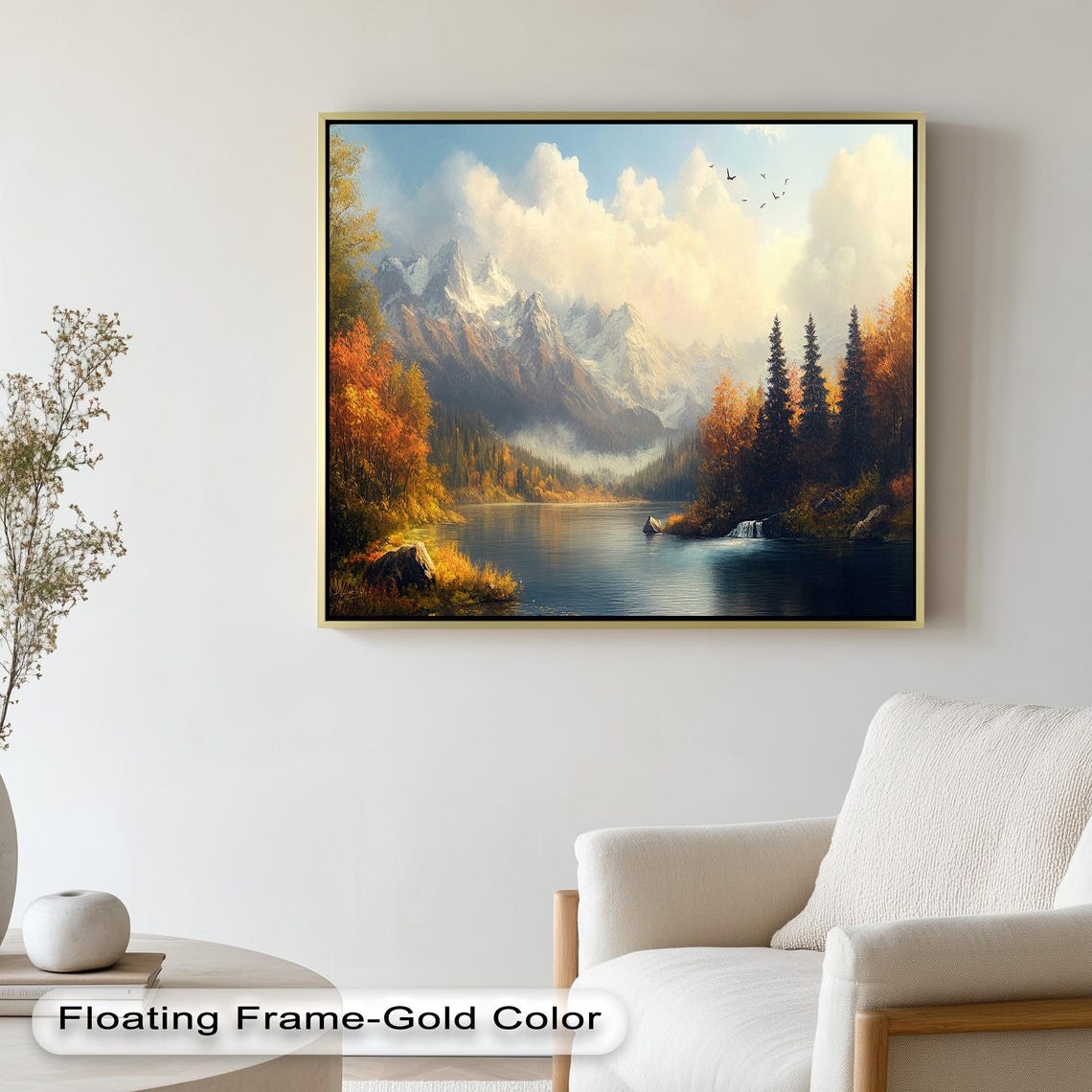 Mountain Lake, Serene Autumn Landscape Art Print - Image 3