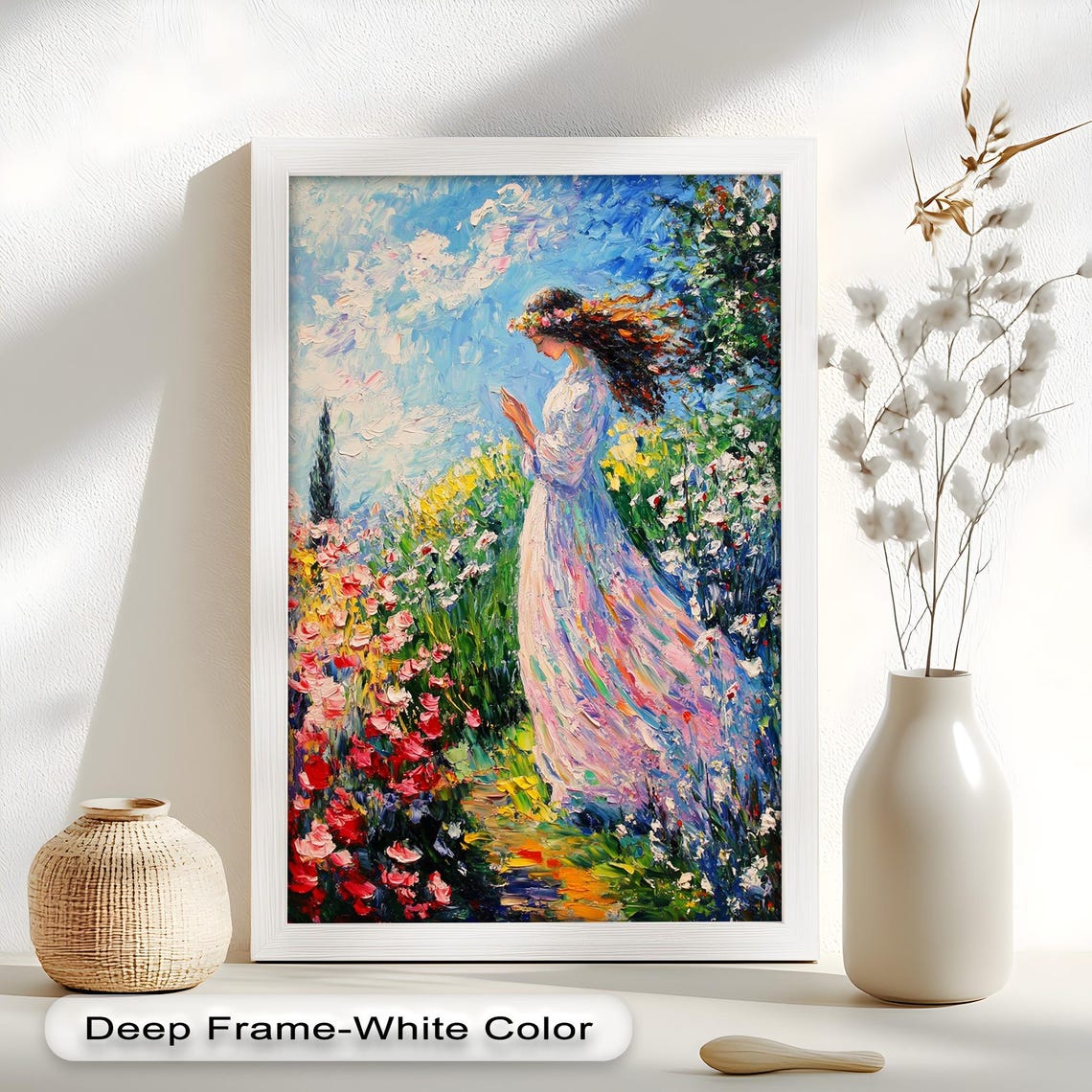 Romantic Garden Woman, Impressionist Floral Art Print - Image 5