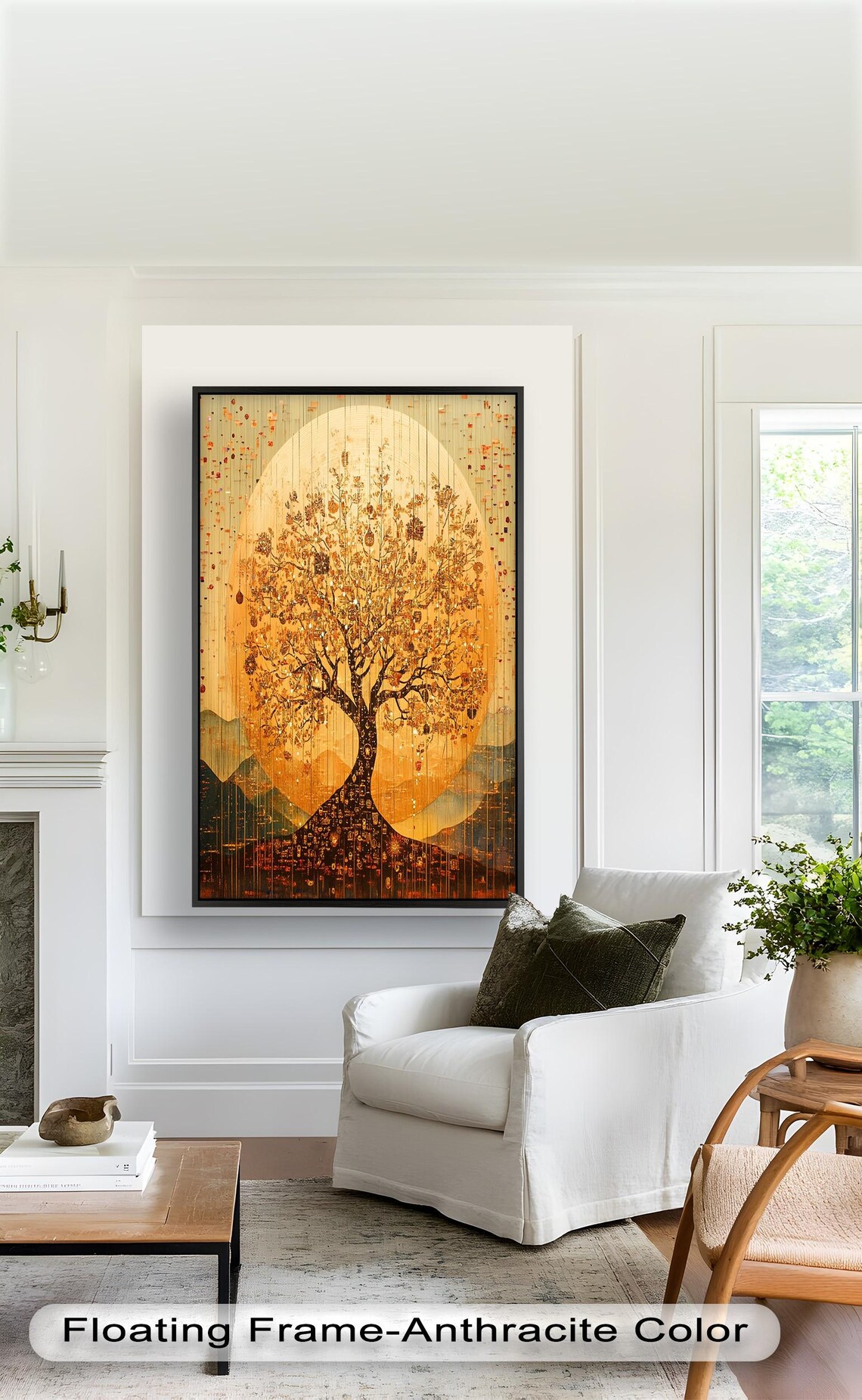 Golden Tree Of Life Oil Painting, Spiritual Nature Artwork - Image 2
