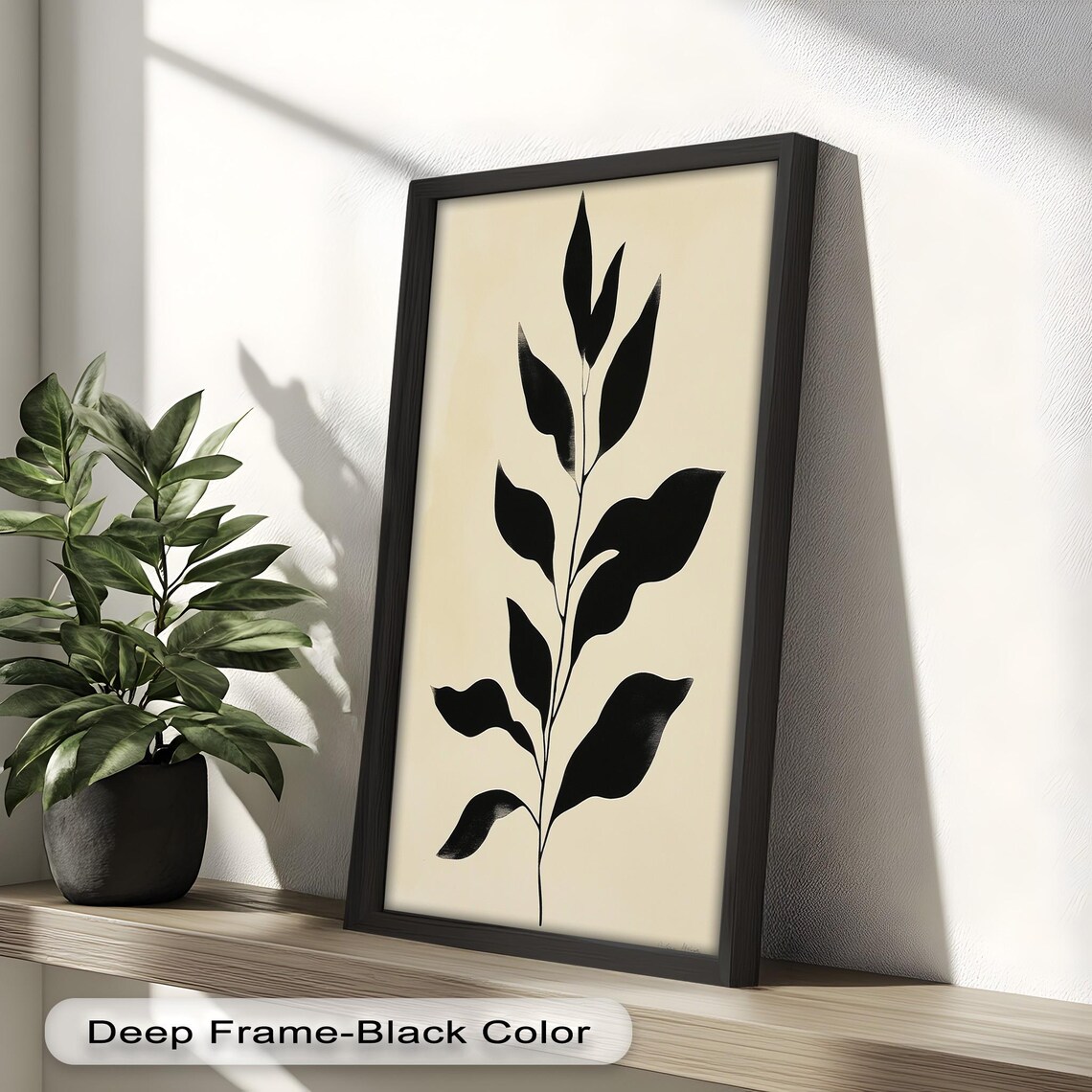Black Leaf Minimalist Botanical Art Print - Image 3