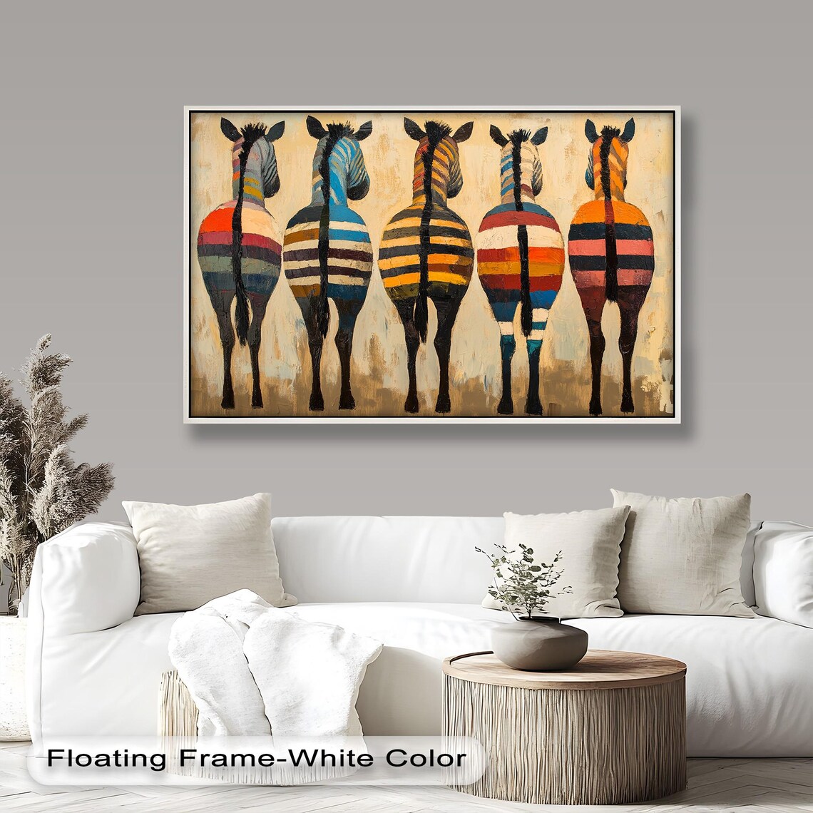 Colorful Zebra Rustic Modern Accent Art Print - Image 2
