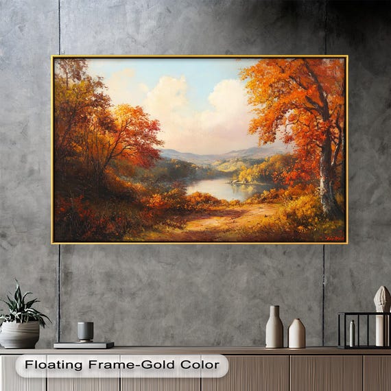 Golden Autumn Forest Path, Tranquil Fall Landscape