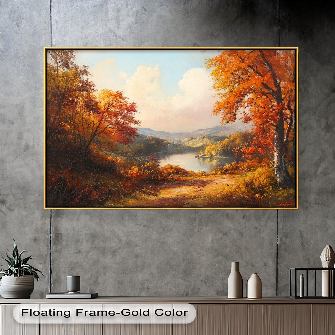 Golden Autumn Forest Path, Tranquil Fall Landscape