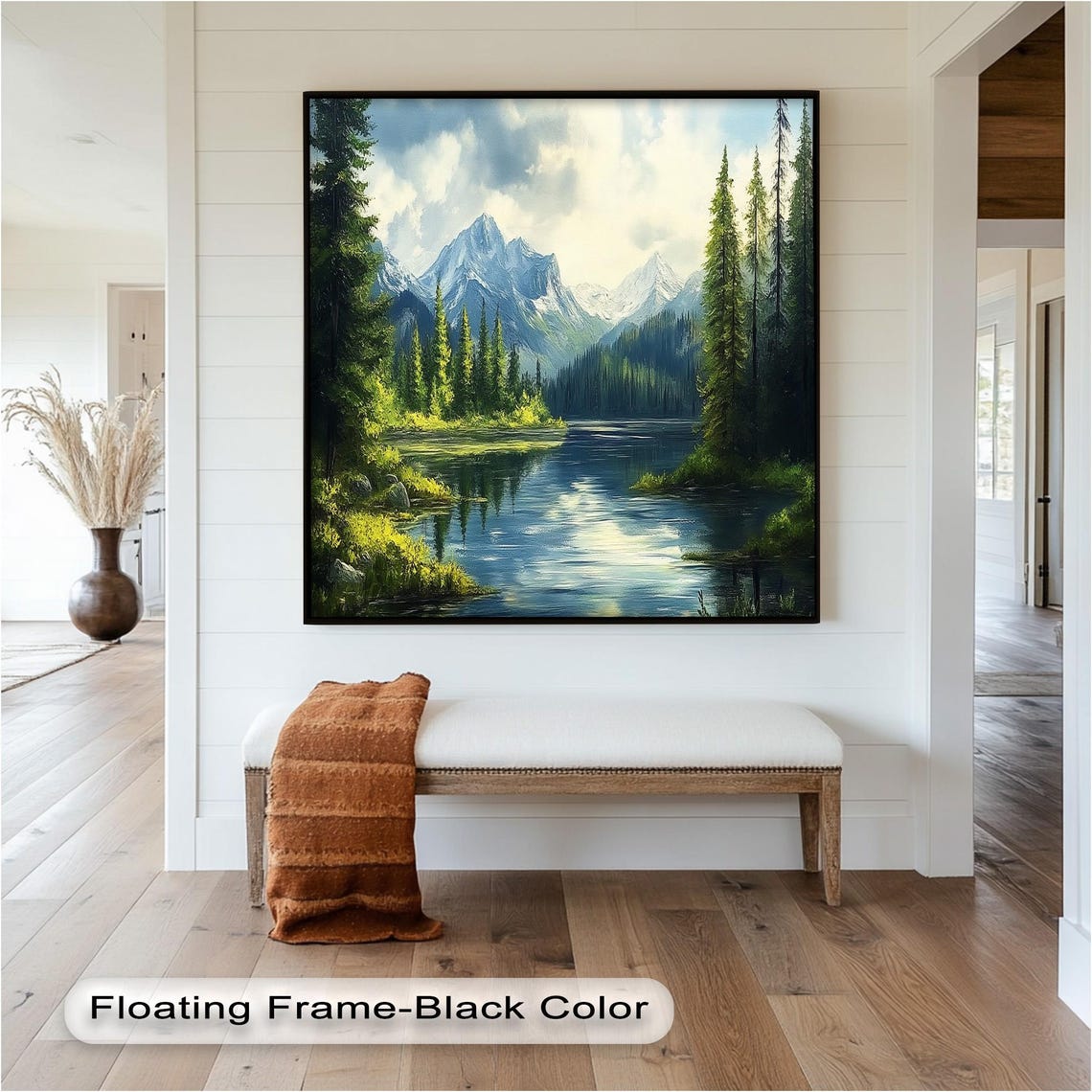 Mountain Lake, Rustic Forest Landscape Art Print - Image 4