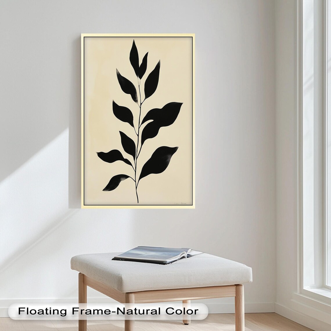 Black Leaf Minimalist Botanical Art Print - Image 2