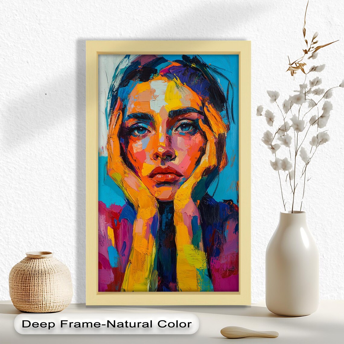 Colorful Woman Portrait, Modern Abstract Expression - Image 3
