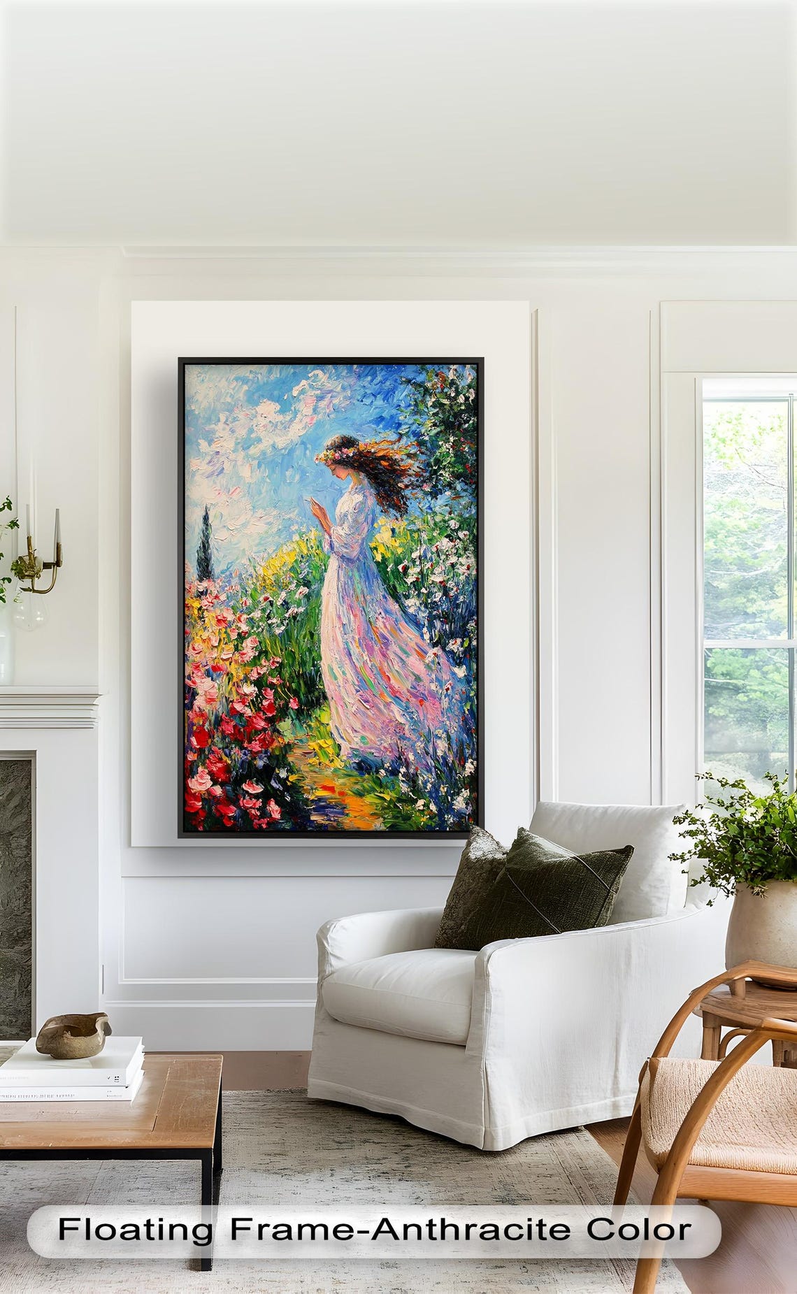 Romantic Garden Woman, Impressionist Floral Art Print - Image 3