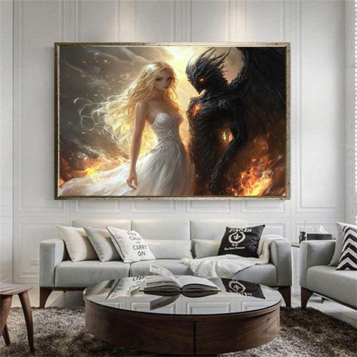 Devil Angel Winged Angel, Lovers Gift Art Print