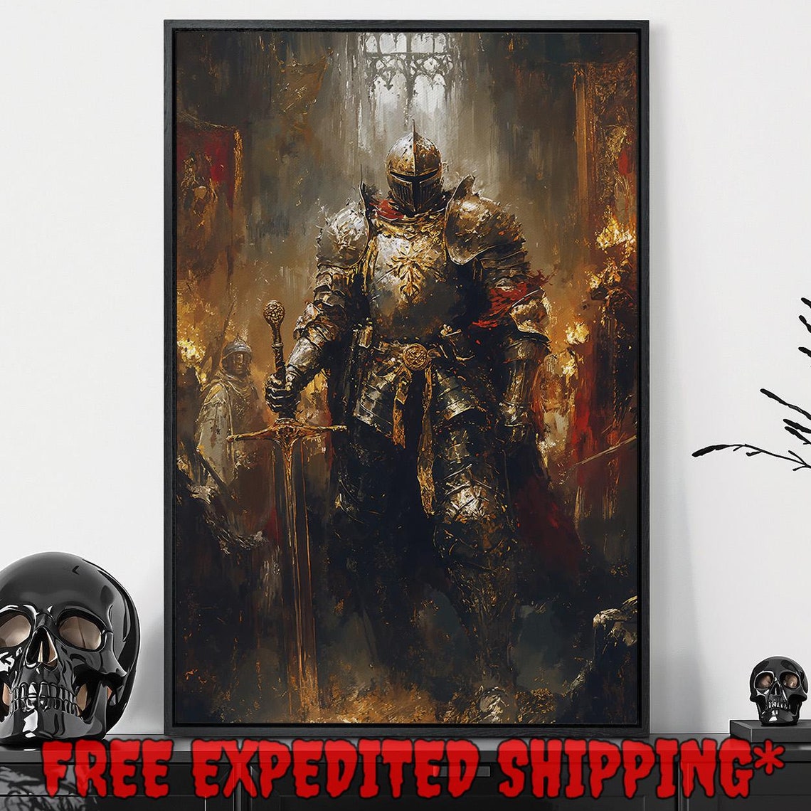 Medieval Knight Armor Sword Dark Fantasy Historical Warrior Art Print - Image 5