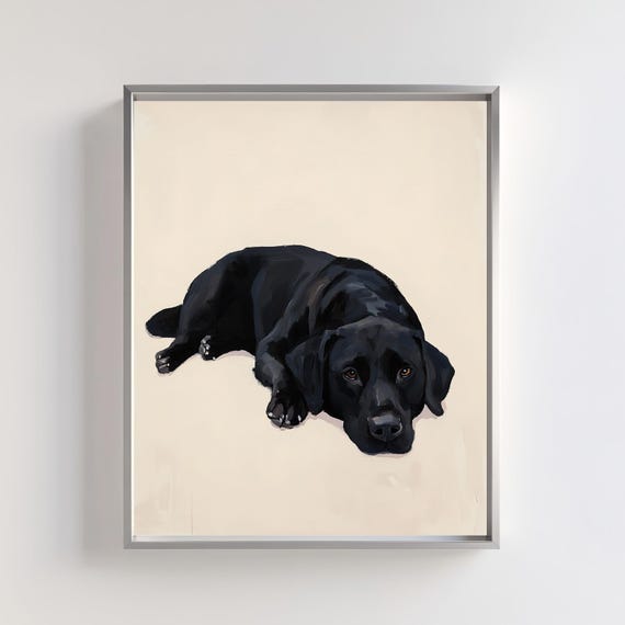 Black Labrador Wall Art Print, Minimalist Dog Portrait