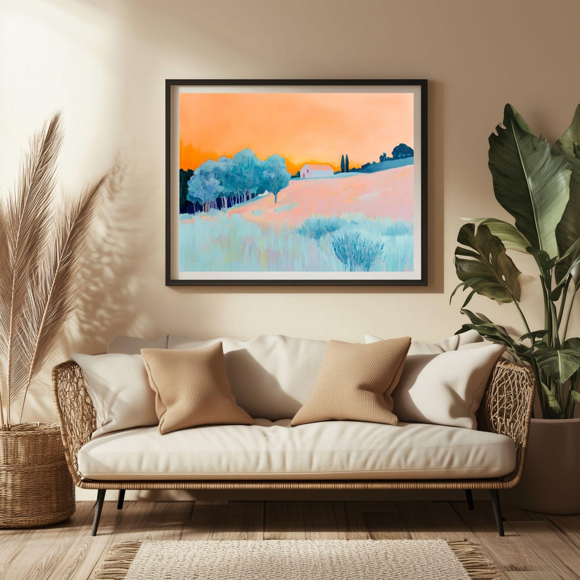 Winter Sunset Rural Landscape Art Print, Coquette Room - Image 2