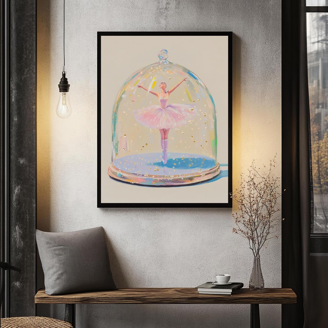 Dreamy Pink Ballerina Dancing in Glass Snow Globe Ballet Poster - Image 2