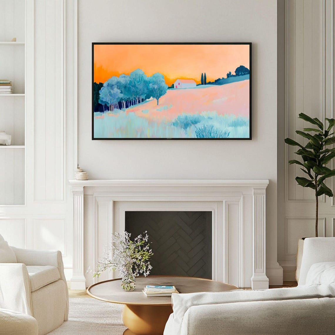 Winter Sunset Rural Landscape Art Print, Coquette Room - Image 4