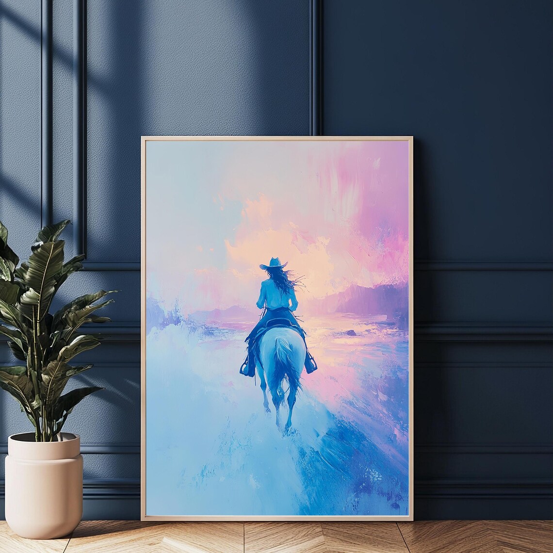 Cowgirl On Horse Art Print, Western Sunset - Image 5