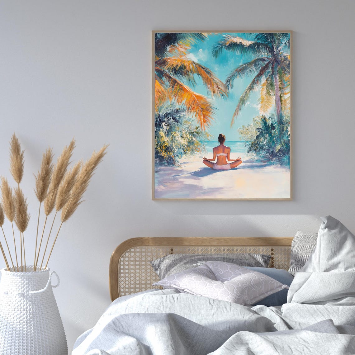 Beach Meditation, Tropical Palm Tree Boho Art Print - Image 3