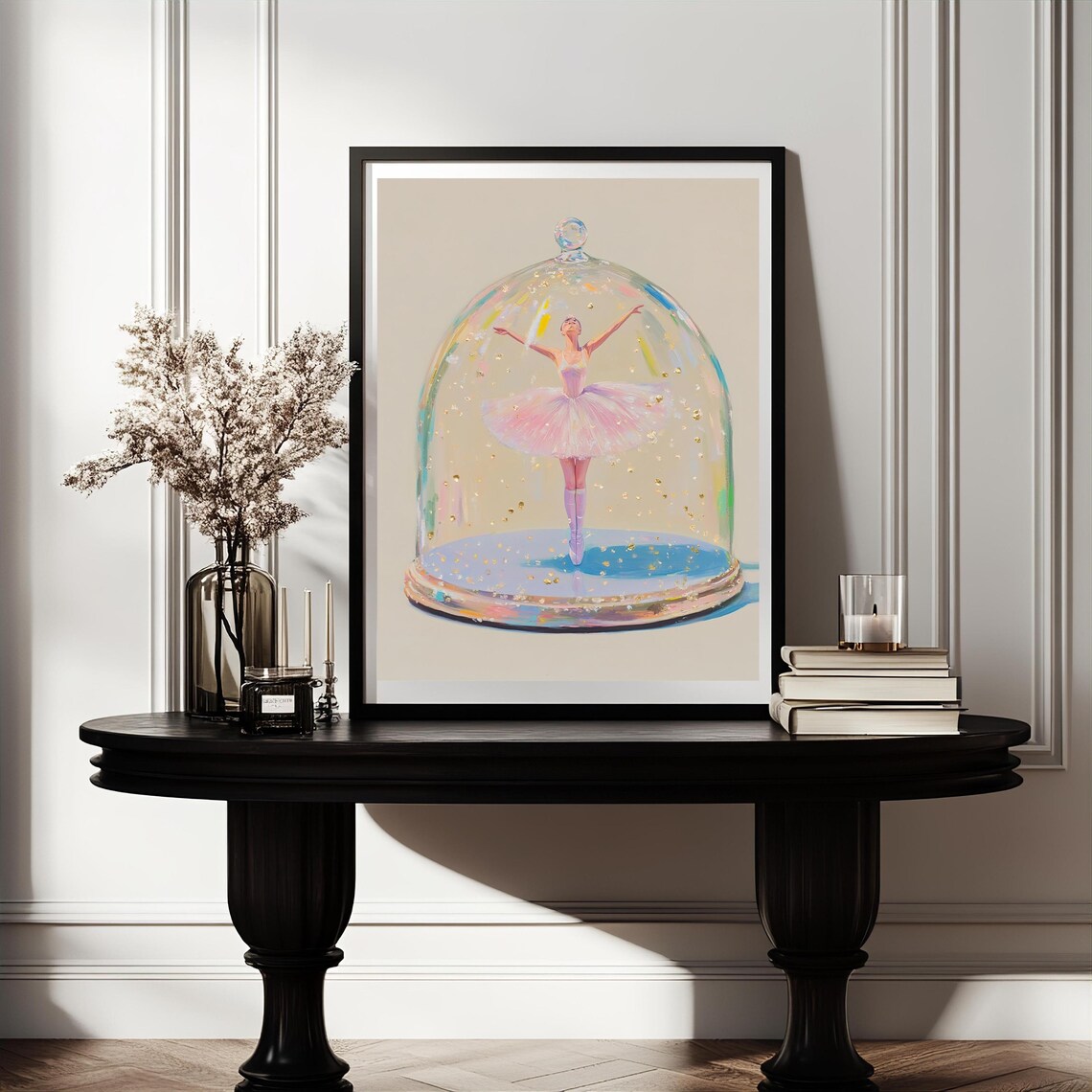 Dreamy Pink Ballerina Dancing in Glass Snow Globe Ballet Poster - Image 4