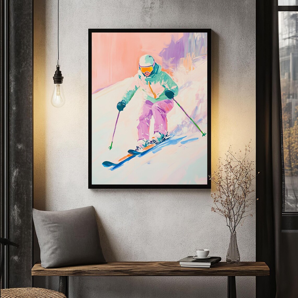 Skiing Art Print, Colorful Winter Sports Decor - Image 4