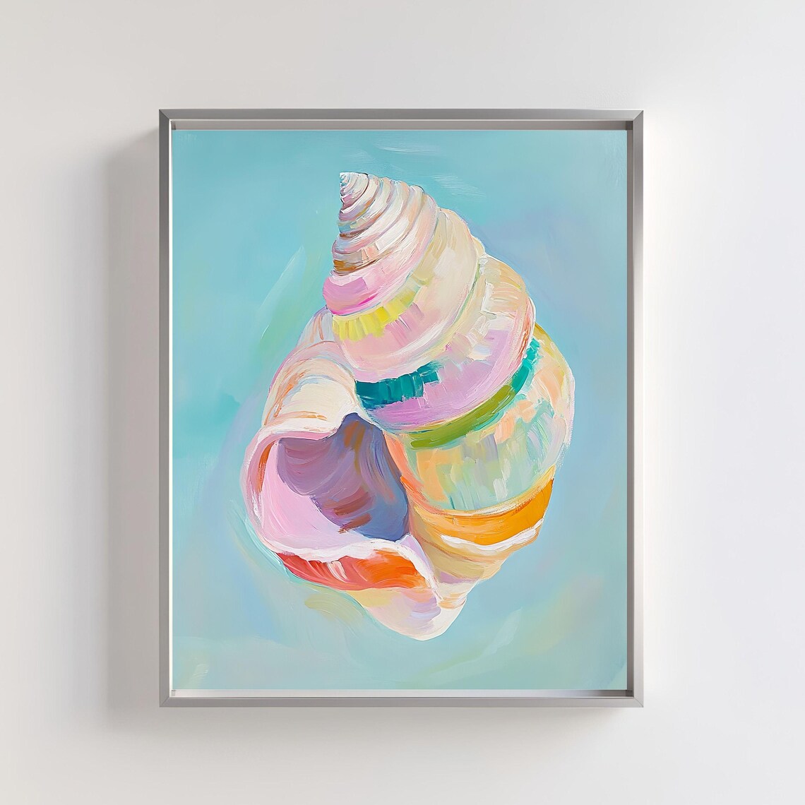 Colorful Seashell Poster Print, Coastal Boho Decor