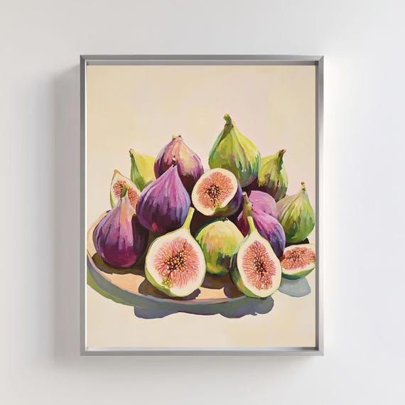 Fig Still Life Aesthetic Art Print, Rustic Kitchen Decor