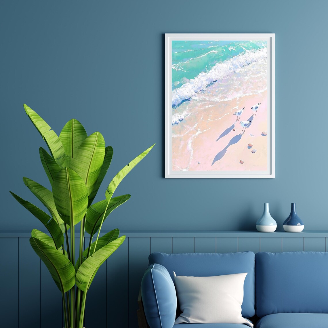 Seabird Art Print, Pastel Coastal Beach Decor - Image 2