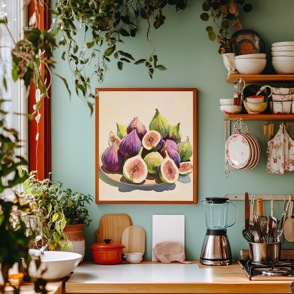 Fig Still Life Aesthetic Art Print, Rustic Kitchen Decor - Image 3