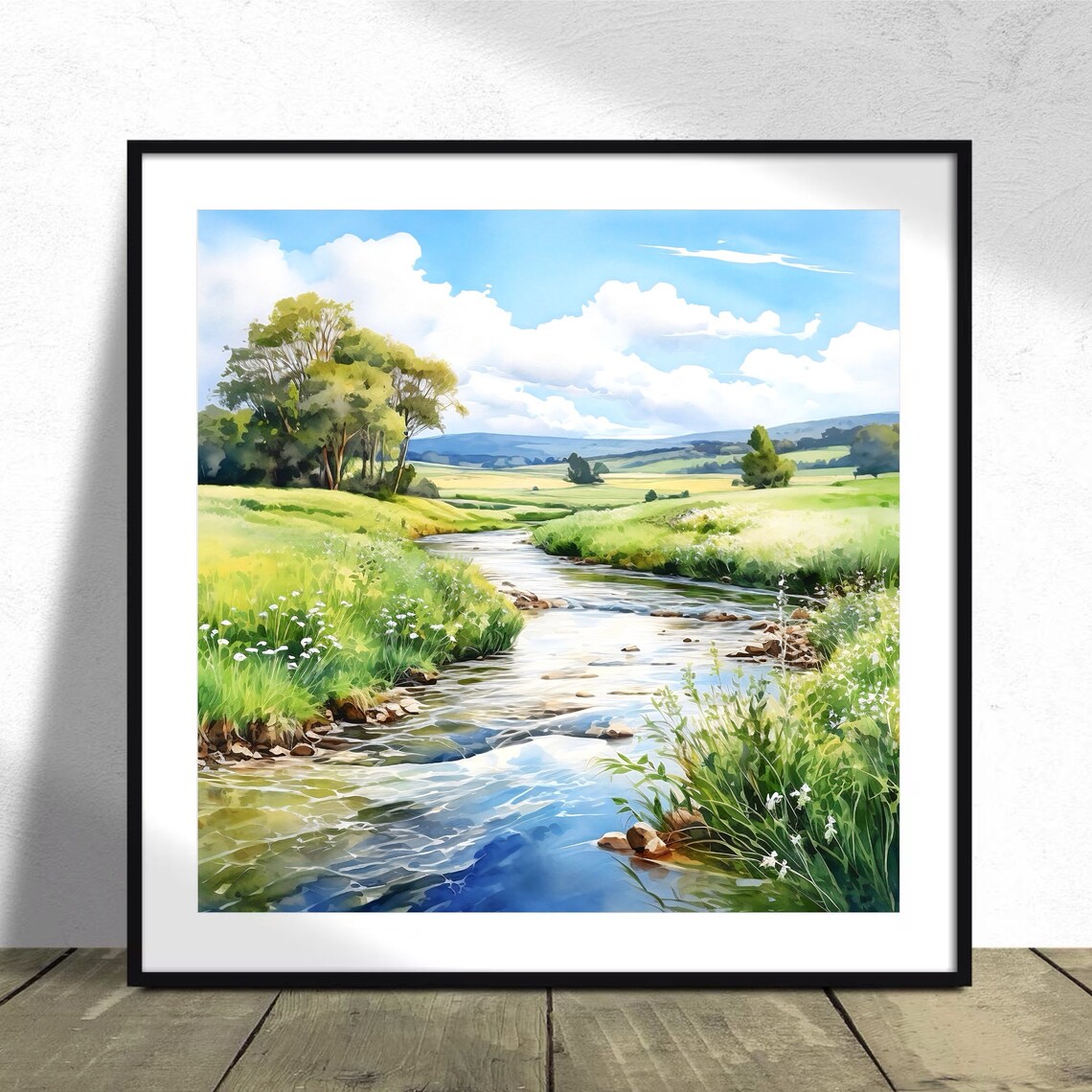 Country River Landscape Watercolor, Art Print - Image 3