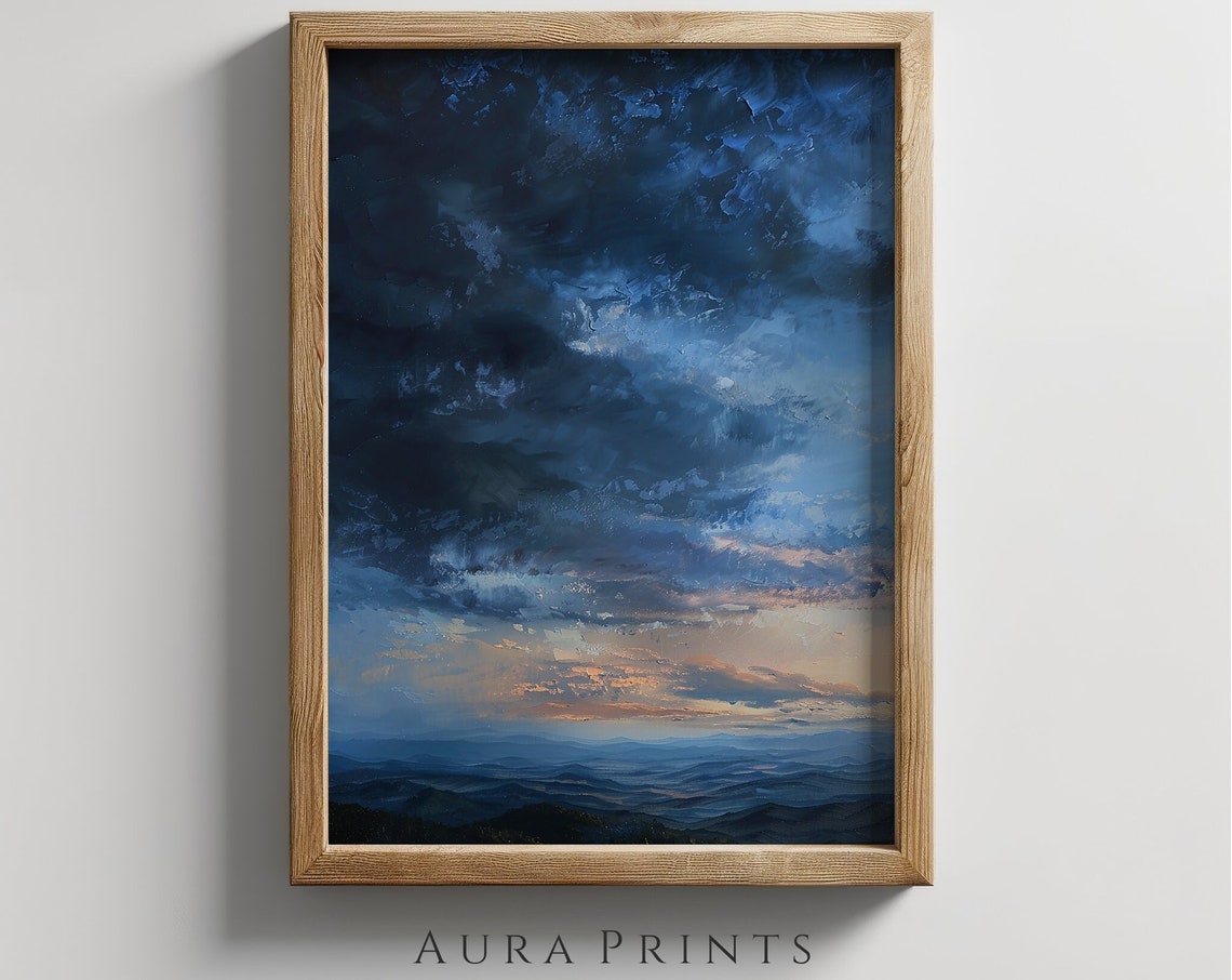 Storm Clouds Over Mountains Sunset Break Dark Moody Sky Poster
