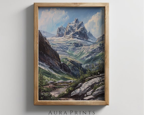 Spring Mountain Landscape Realism Painting Wall Art 0019
