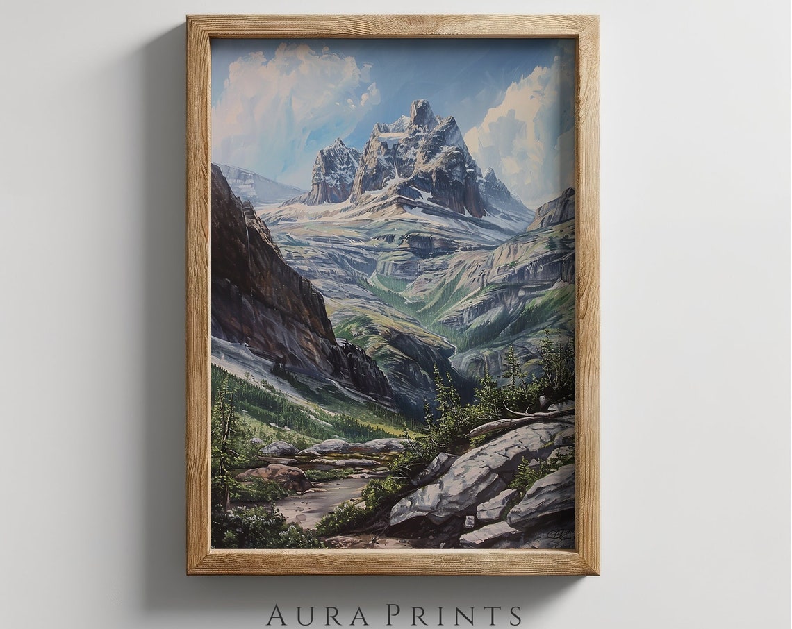 Spring Mountain Landscape Realism Painting Wall Art 0019