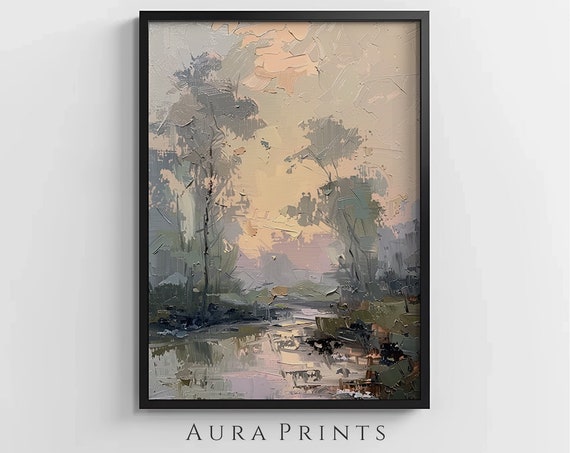 Impressionist Summer Sunrise Painting Landscape Wall Art 0002