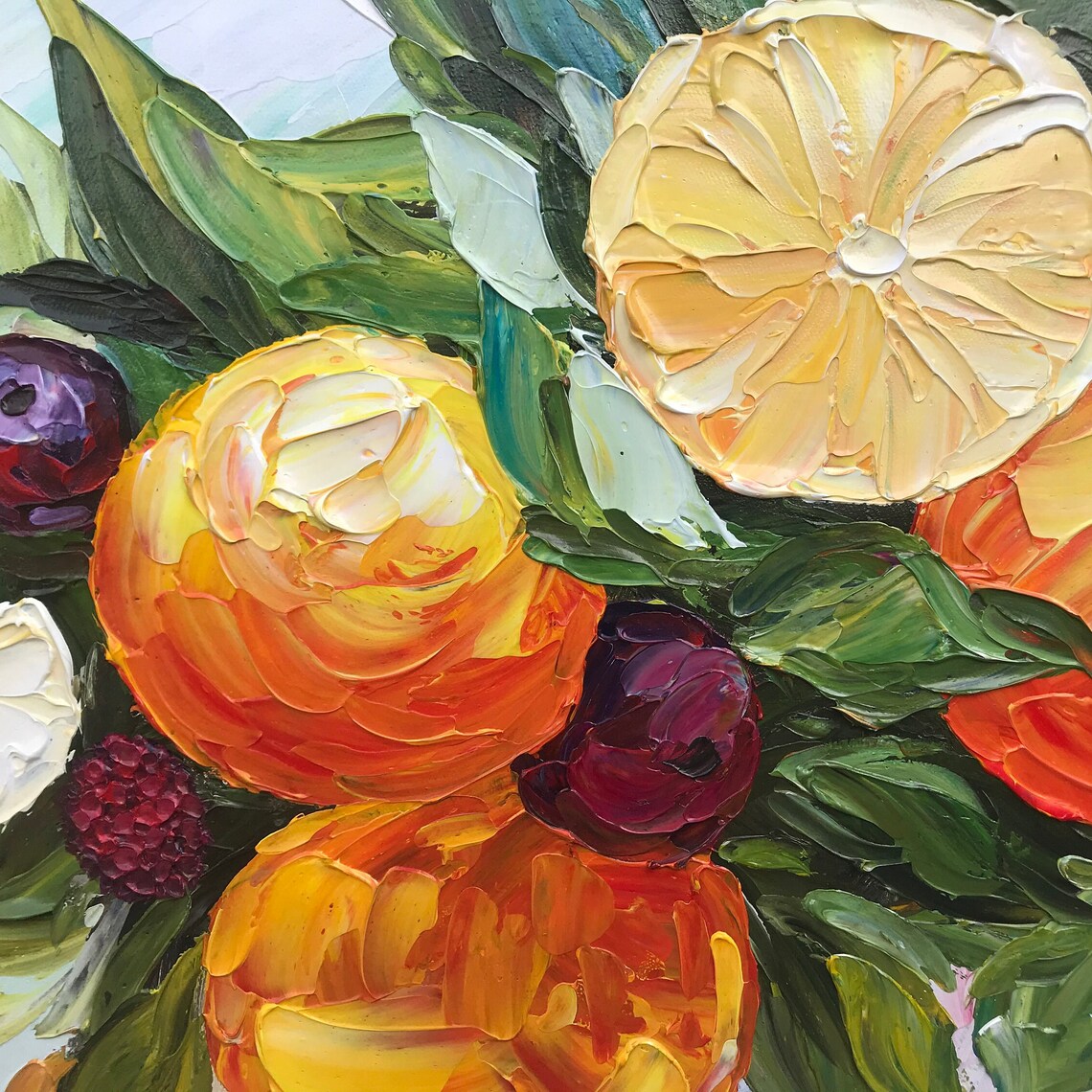 Abstract Orange Tree Still Life, Oil Painting Art Print - Image 3